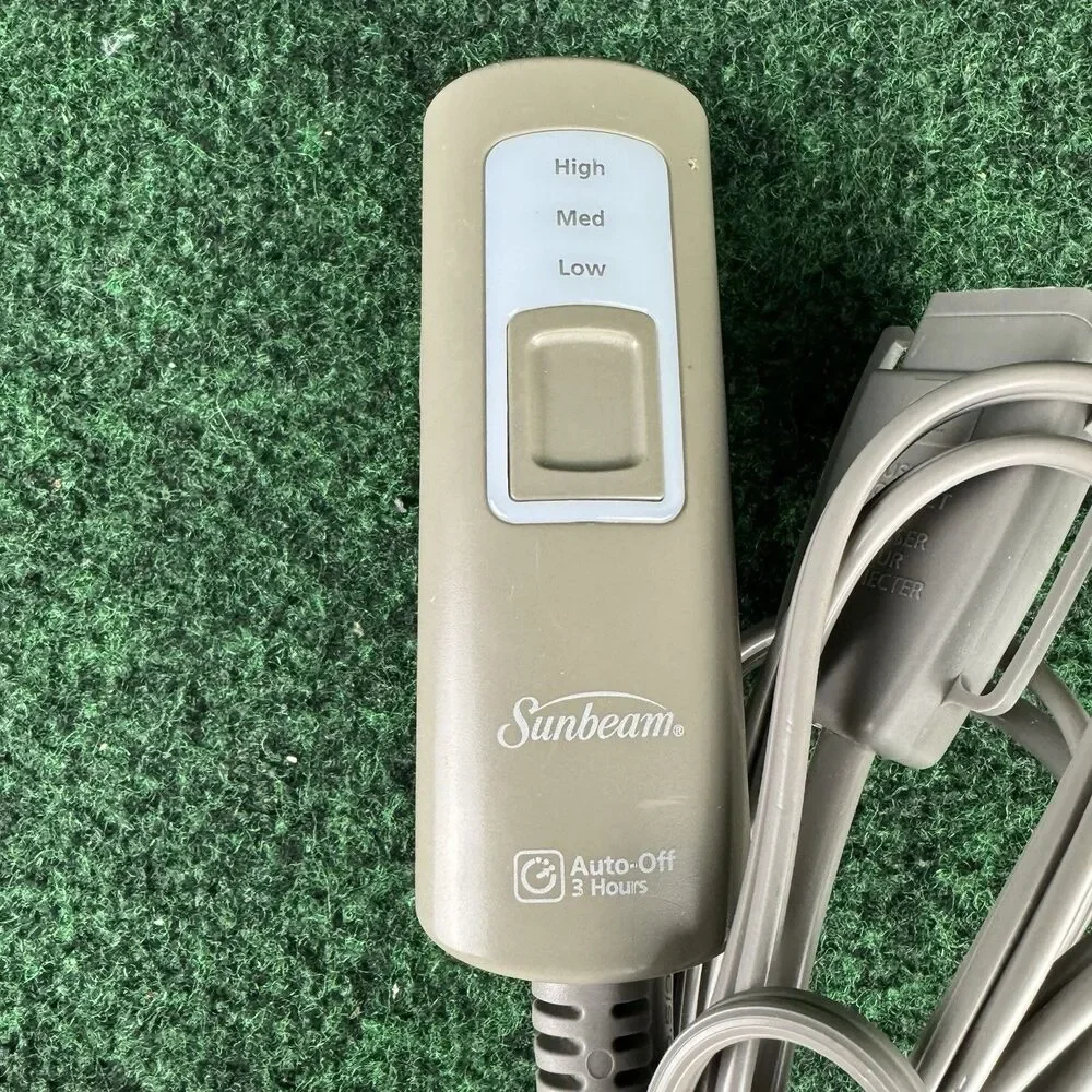 Sunbeam 3-Hour Auto Off Style T85B Electric Blanket Heated Bedding 3 Prong